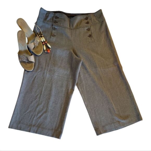 Lane Bryant Y2K Brown Sailor Front High Rise Wide Leg Capri Pants Plussize 14 - Picture 4 of 14